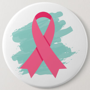 Badge Rond 15,2 Cm Logo Ruban Rose de Sensibilisation au Cancer du Se