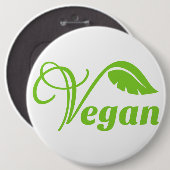 Badge Rond 15,2 Cm Logo végétalien vert (Devant & derrière)
