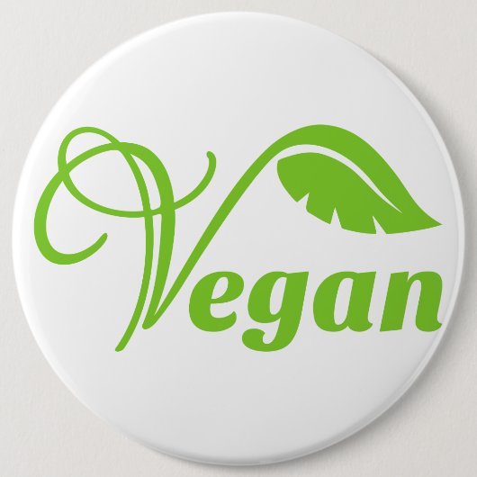 Badge Rond 15,2 Cm Logo végétalien vert (Devant)
