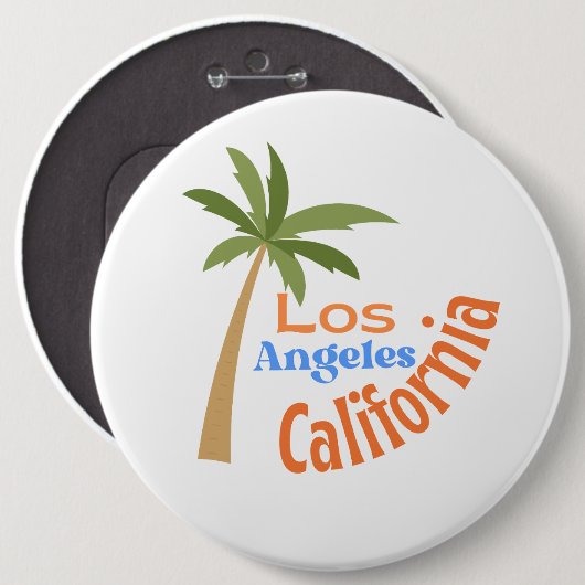 BADGE ROND 15,2 CM LOS ANGELES CALIFORNIA (Devant & derrière)