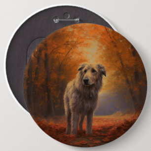 Badge Rond 15,2 Cm Louveteau dans les feuilles d'automne qui tombent 