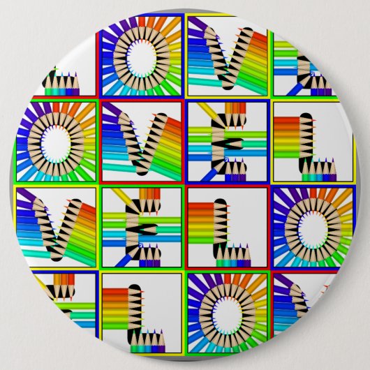 BADGE ROND 15,2 CM LOVE PENCILS (Devant)