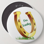 Badge Rond 15,2 Cm Lucky Horseshoe (Devant & derrière)