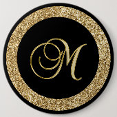 Badge Rond 15,2 Cm M monogramme d'or noir (Devant)