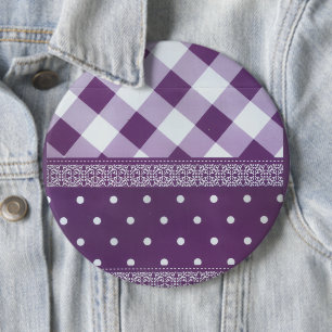 Badge Rond 15,2 Cm Magnifique motif sans couture damassé à carreaux v