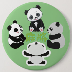 Badge Rond 15,2 Cm Mahjong Panda Cute Funny