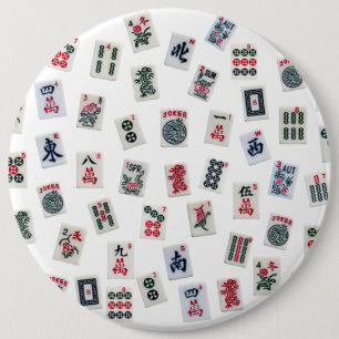 Badge Rond 15,2 Cm MahJong tuiles et symboles motif