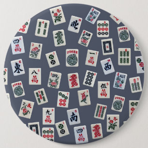 Badge Rond 15,2 Cm MahJongg mosaïques design sur bleu foncé