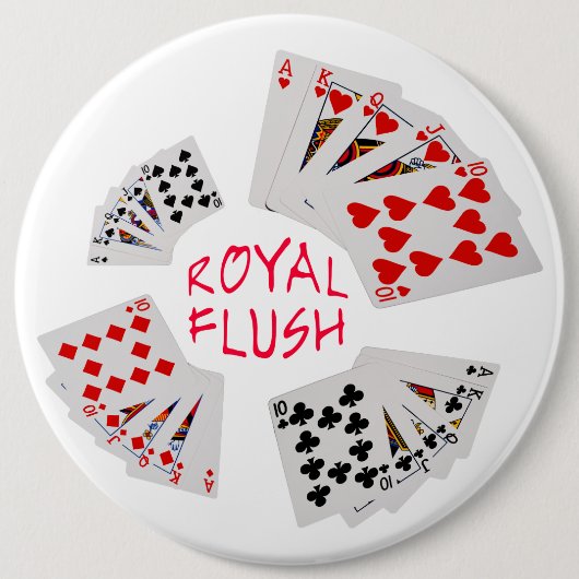 Badge Rond 15,2 Cm Mains de poker - Royal Flush (Devant)
