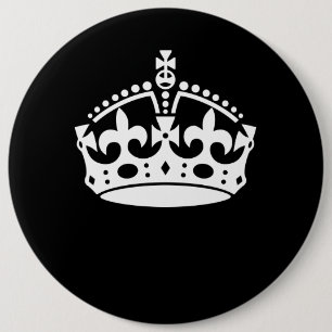Badge Rond 15,2 Cm MAINTENIR CALME CROWN icône sur la Personnaliser n