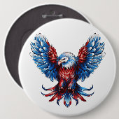 Badge Rond 15,2 Cm Majestic Rouge, Blanc, Bleu, Aigle (Devant & derrière)