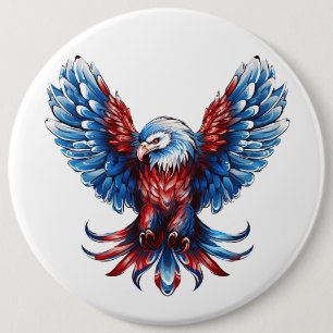 Badge Rond 15,2 Cm Majestic Rouge, Blanc, Bleu, Aigle