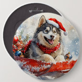 Badge Rond 15,2 Cm Malamute d'Alaska dans la boue Laisser il neige No (Devant & derrière)