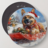 Badge Rond 15,2 Cm Malinoi belge dans la boue Laisser neiger Noël (Devant & derrière)