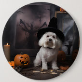 Badge Rond 15,2 Cm Maltais Citrouille Halloween effroi (Devant)