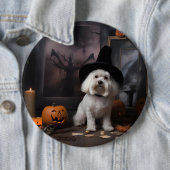 Badge Rond 15,2 Cm Maltais Citrouille Halloween effroi (En situation)