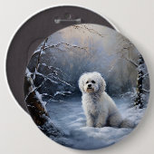 Badge Rond 15,2 Cm Maltais Laisser Neige Noël (Devant & derrière)