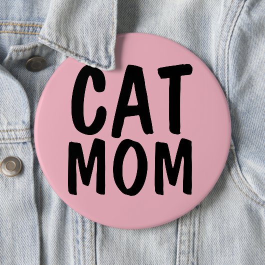 Badge Rond 15,2 Cm MAMAN CHAT GROSSE Rose (En situation)