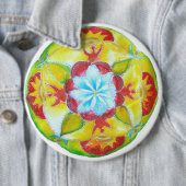 Badge Rond 15,2 Cm Mandala Art jaune (En situation)