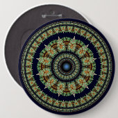 Badge Rond 15,2 Cm Mandala de fée fractale verte (Devant & derrière)