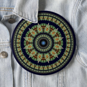 Badge Rond 15,2 Cm Mandala de fée fractale verte