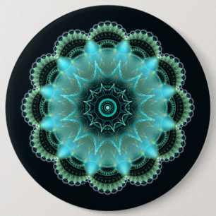 Badge Rond 15,2 Cm Mandala fractale d'étoile brillante