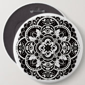 Badge Rond 15,2 Cm Mandala noir et blanc (Devant & derrière)