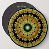Badge Rond 15,2 Cm Mandala rond fractal doré (Devant & derrière)