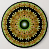 Badge Rond 15,2 Cm Mandala rond fractal doré (Devant)