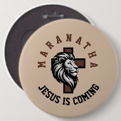 Badge Rond 15,2 Cm Maranatha Jésus arrive (Devant & derrière)