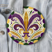 Badge Rond 15,2 Cm Mardi Gras fleur-de-lis (En situation)