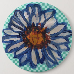 Badge Rond 15,2 Cm Marguerites peintes, sur l'arrière - plan