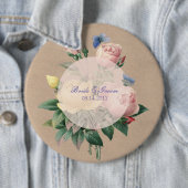 Badge Rond 15,2 Cm Mariage du jardin papillon Rose anglais (En situation)