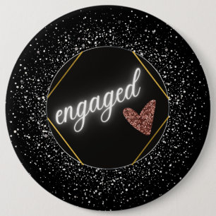 Badge Rond 15,2 Cm Mariée Glam Noir et Argent 