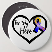 Badge Rond 15,2 Cm Marigold Bleu et Violet Ruban pour mon héros (Devant & derrière)