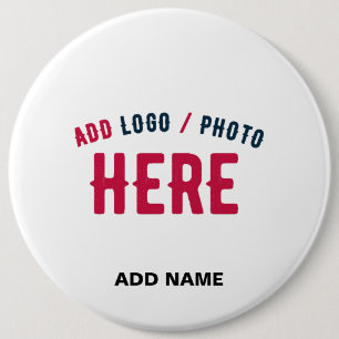 BADGE ROND 15,2 CM MARQUE BLANCHE MODERNE ET PERSONNALISABLE VÉRIFIÉE