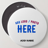 BADGE ROND 15,2 CM MARQUE BLANCHE MODERNE ET PERSONNALISABLE VÉRIFIÉE (Devant & derrière)