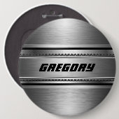 Badge Rond 15,2 Cm Masculine Faux Grandes Argent Design Monogramme (Devant & derrière)