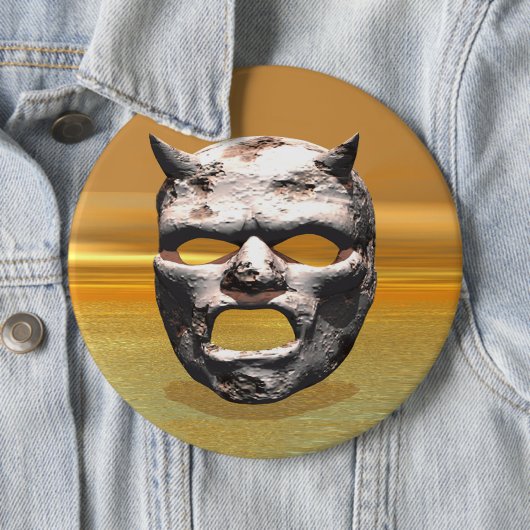 Badge Rond 15,2 Cm Masque du bouton Pierre (En situation)