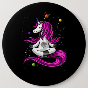 Badge Rond 15,2 Cm Méditation magique du Yoga Zen Space de l'Unicorne