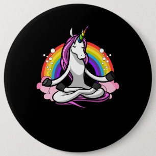 Badge Rond 15,2 Cm Méditation Zen de Yoga Unicorne magique Arc-en-cie