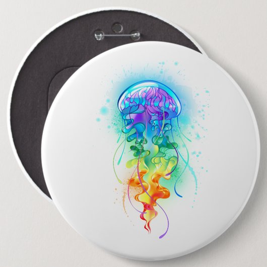 Badge Rond 15,2 Cm Méduse arc-en-ciel (Devant & derrière)