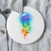 Badge Rond 15,2 Cm Méduse arc-en-ciel (En situation)