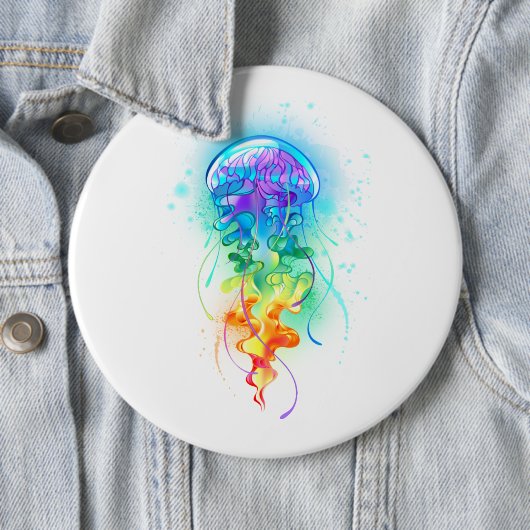 Badge Rond 15,2 Cm Méduse arc-en-ciel (En situation)