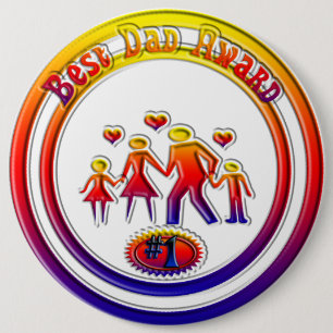 Badge Rond 15,2 Cm Meilleur Papa Prix Bouton Famille Arc-en-ciel