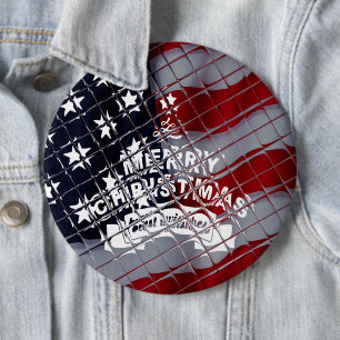 Badge Rond 15,2 Cm Meilleurs voeux Joyeux Noël États-Unis Drapeau Art