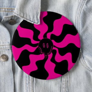 Badge Rond 15,2 Cm Melt de sourire - Magenta et noir