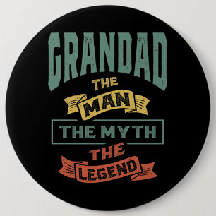 Badge Rond 15,2 Cm Mens Grandad La Légende Grand-Père Cadeau