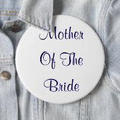 Badge Rond 15,2 Cm Mère De La Mariée Mariage Cadeau Bleu Simple (En situation)