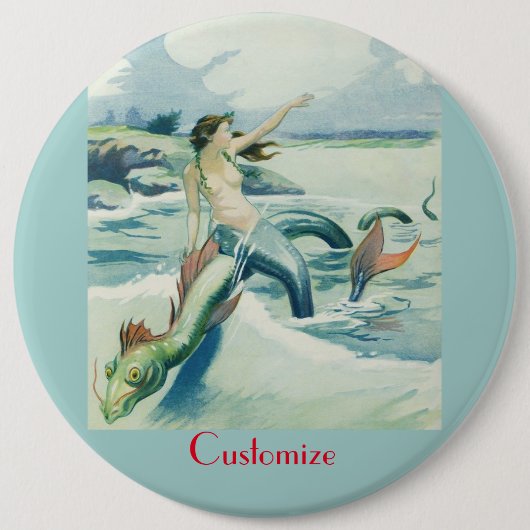 Badge Rond 15,2 Cm Mermaid Riding Serpent de mer Thunder_Cove (Devant)